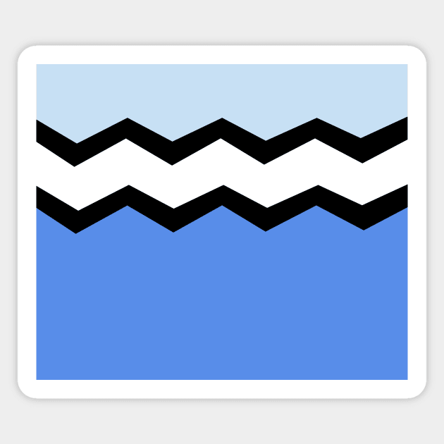 Abstract zigzag - blue, black and white. Sticker by kerens